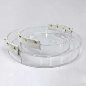 Acrylic Tray with Leather Handle