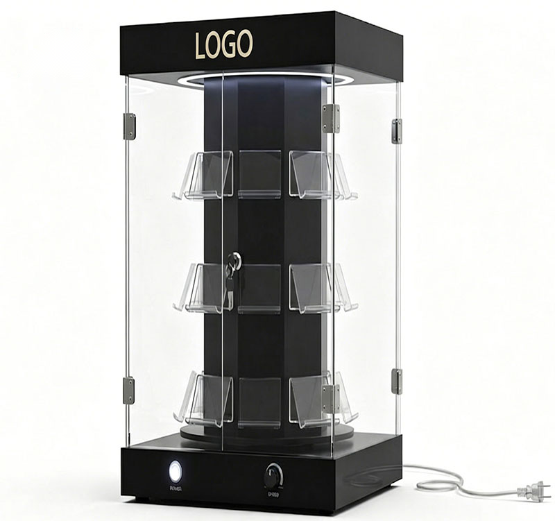 Custom Rotating Lockable LED Acrylic Display Case
