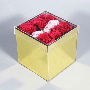 Custom Gold Mirror Acrylic Flower Box Supplier | mahjcustom.com