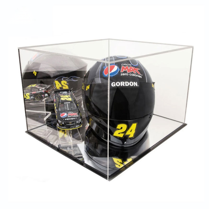 Clear Acrylic Full Size Helmet Display Case with Mirror Base Supplier – mahjcustom.com