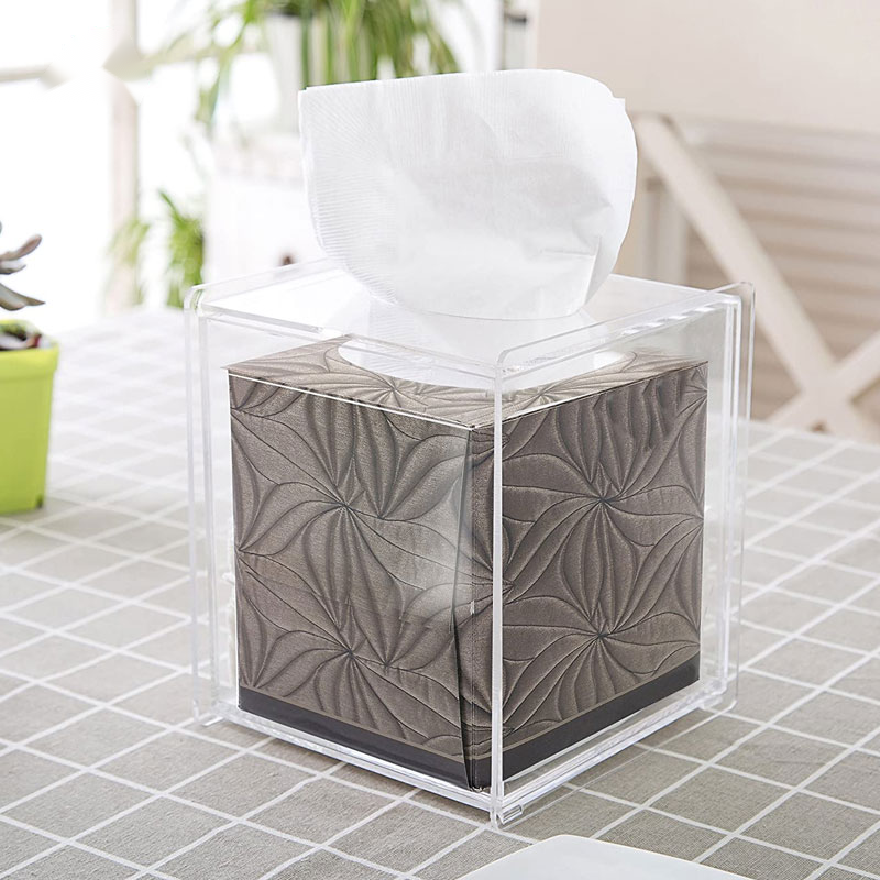Square acrylic tissue box