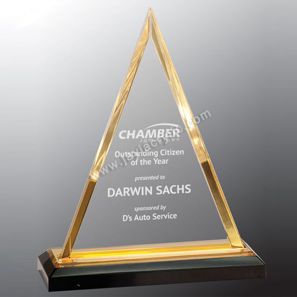 Gold Acrylic Pyramid Trophy - mahjcustom.com
