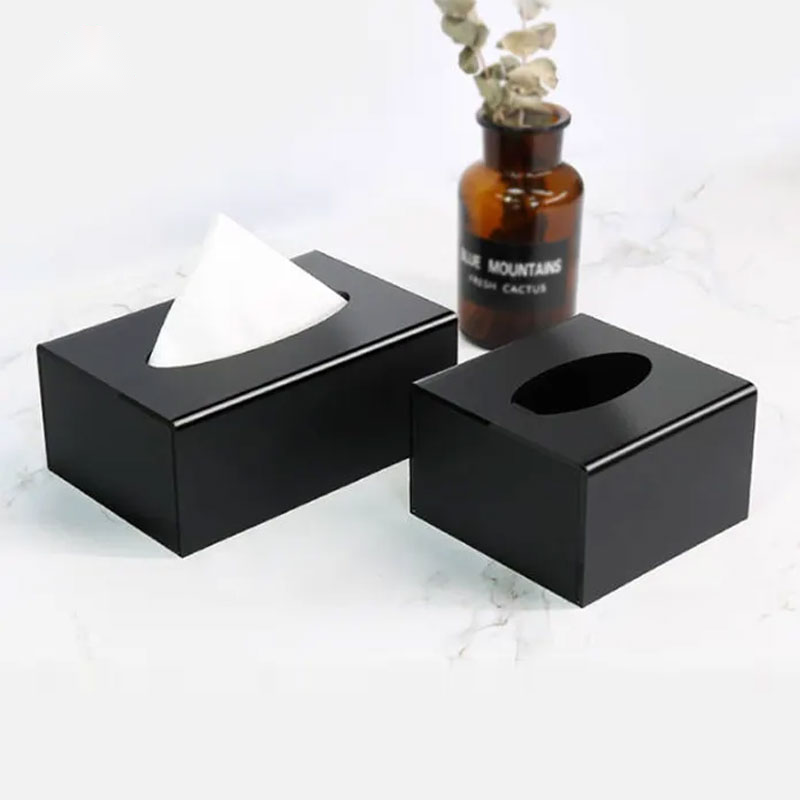 black acrylic tissue box